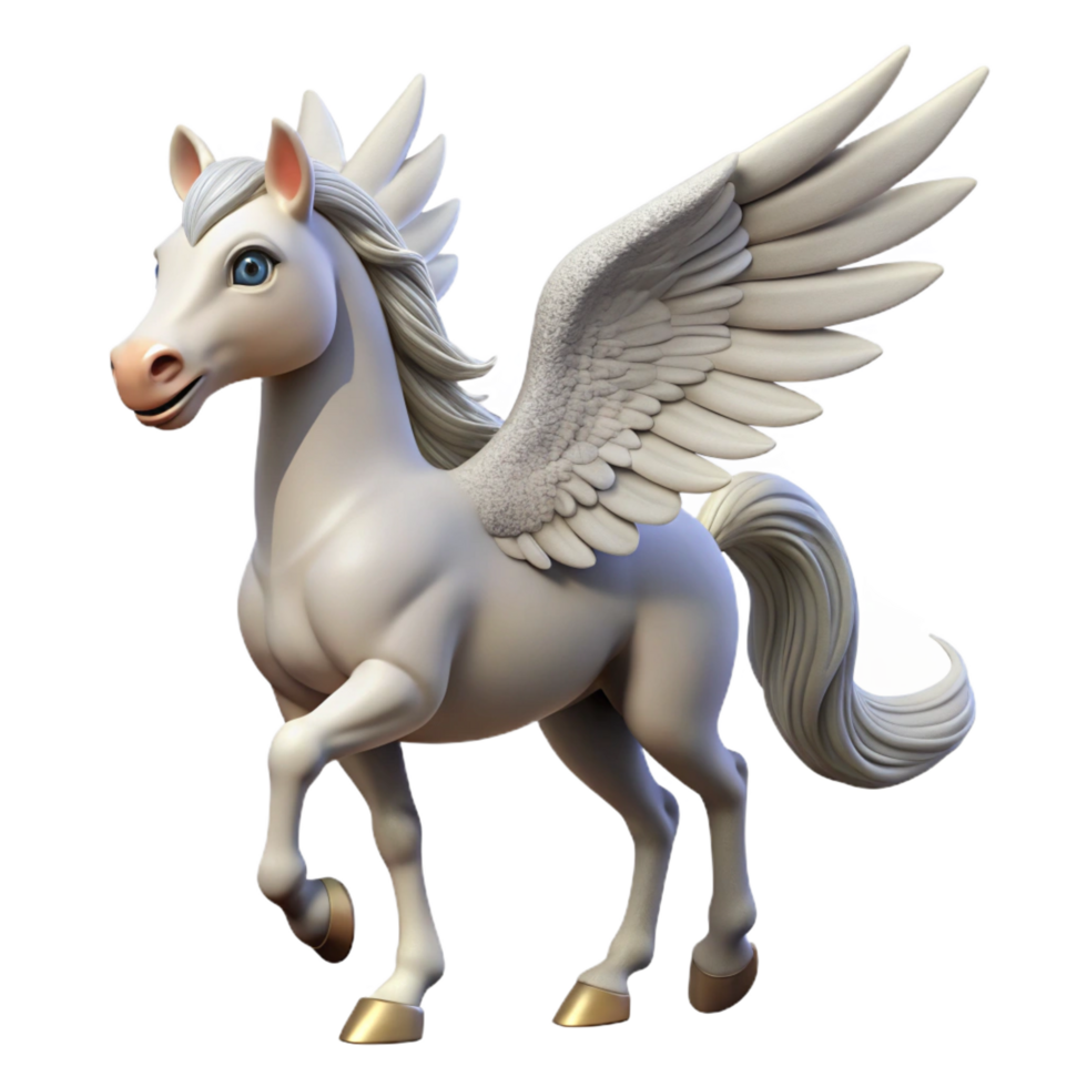 intense exquisite A graceful pegasus with feathered wings, NO BACKGROUND with Transparent Background. exclusive png