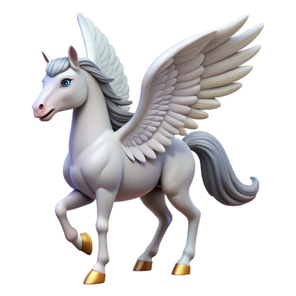 serene unparalleled A graceful pegasus with feathered wings, NO BACKGROUND with Transparent Background. png