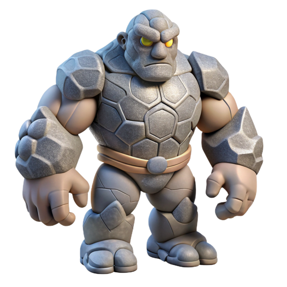 stunning timeless A powerful golem made of stone, NO BACKGROUND with Transparent Background. png