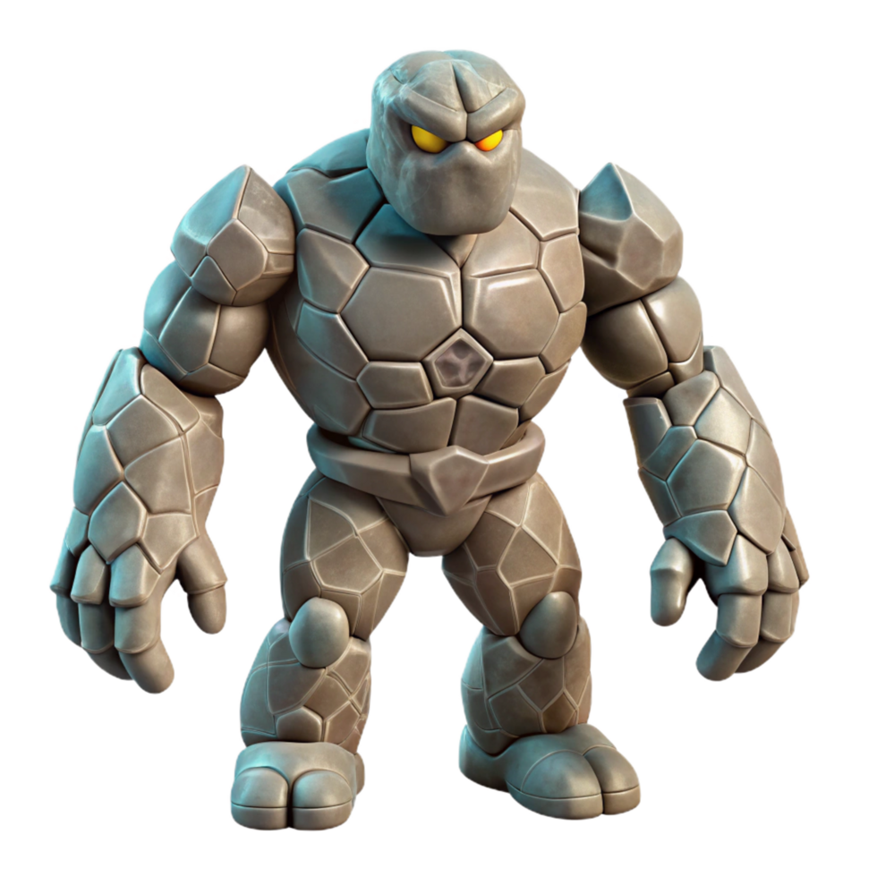 rare classic A powerful golem made of stone, NO BACKGROUND with Transparent Background. sharp png