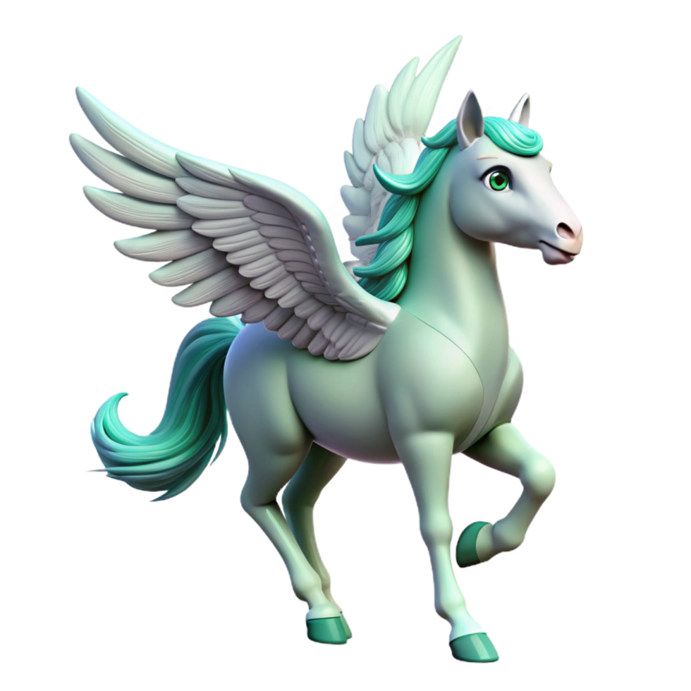 mesmerizing futuristic A graceful pegasus with feathered wings, NO BACKGROUND with Transparent Background. 4K png