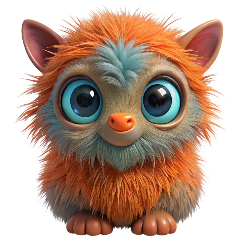 sought-after impressionist A cute, furry fantasy creature with big eyes, NO BACKGROUND with Transparent Background. refined png