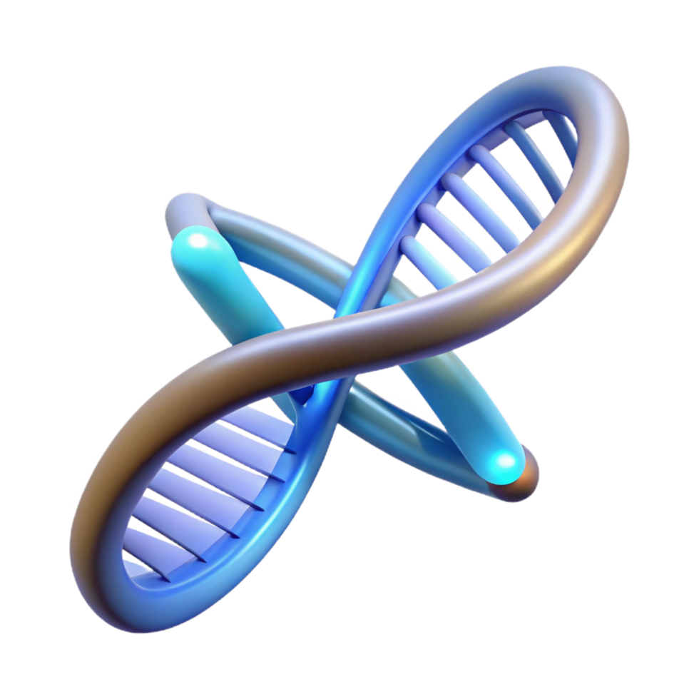 joyful picturesque A DNA double helix, glowing with an inner light. NO BACKGROUND with Transparent Background. flawless png