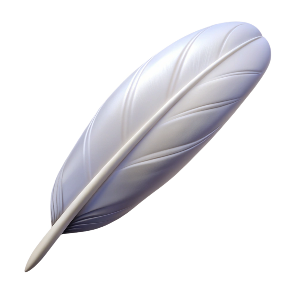 pristine remarkable A single, white feather. NO BACKGROUND with Transparent Background. png
