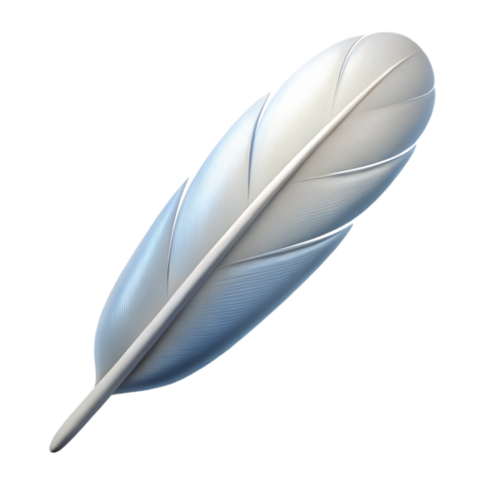 sumptuous peaceful organic A single, white feather. NO BACKGROUND with Transparent Background. perfect clarity png