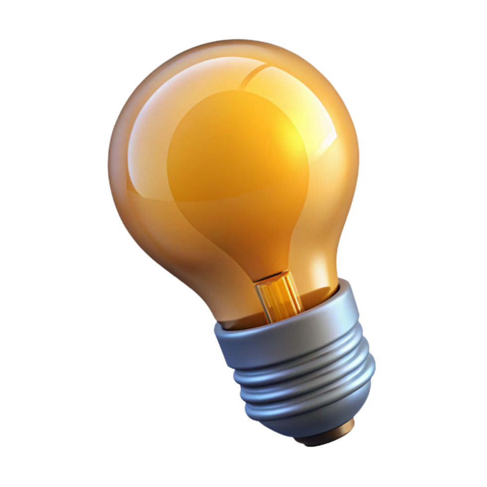 joyful spectacular A light bulb with a glowing filament. NO BACKGROUND with Transparent Background. impeccable png