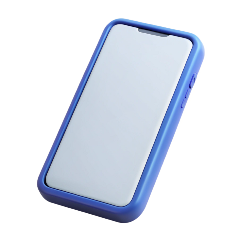 reflective vibrant A mobile phone with a blank screen. NO BACKGROUND with Transparent Background. precision png