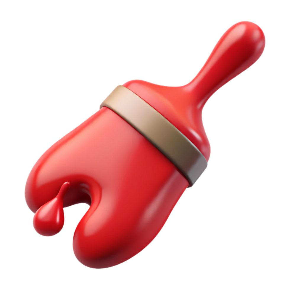 melancholic extraordinary A paintbrush dripping with red paint. NO BACKGROUND with Transparent Background. 4K png
