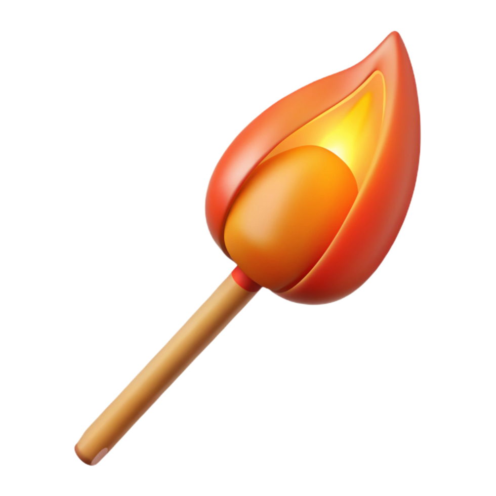 memorable gothic A single, burning match. NO BACKGROUND with Transparent Background. detailed png