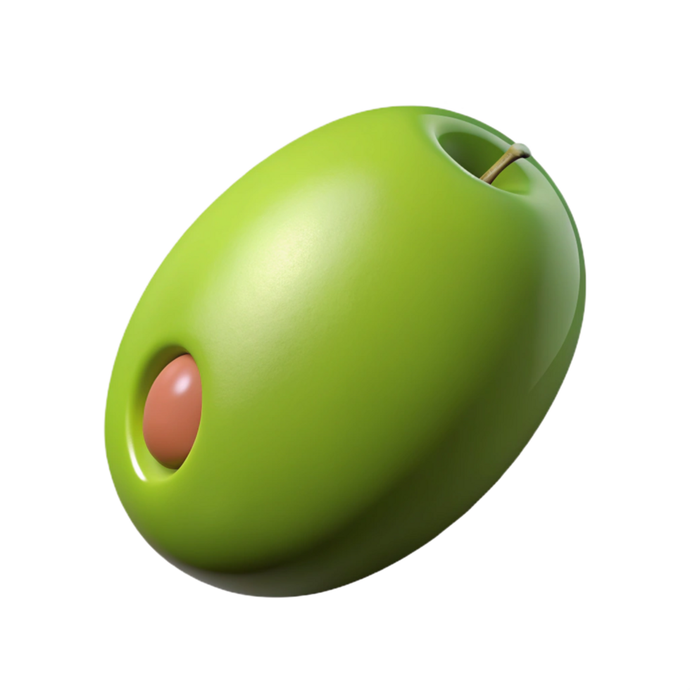 memorable baroque A single, green olive. NO BACKGROUND with Transparent Background. genuine png