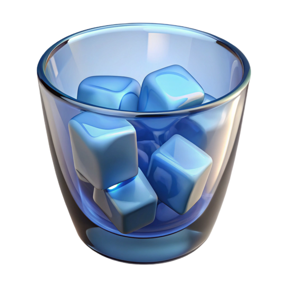 unparalleled urban A glass filled with ice cubes. NO BACKGROUND with Transparent Background. 8K png