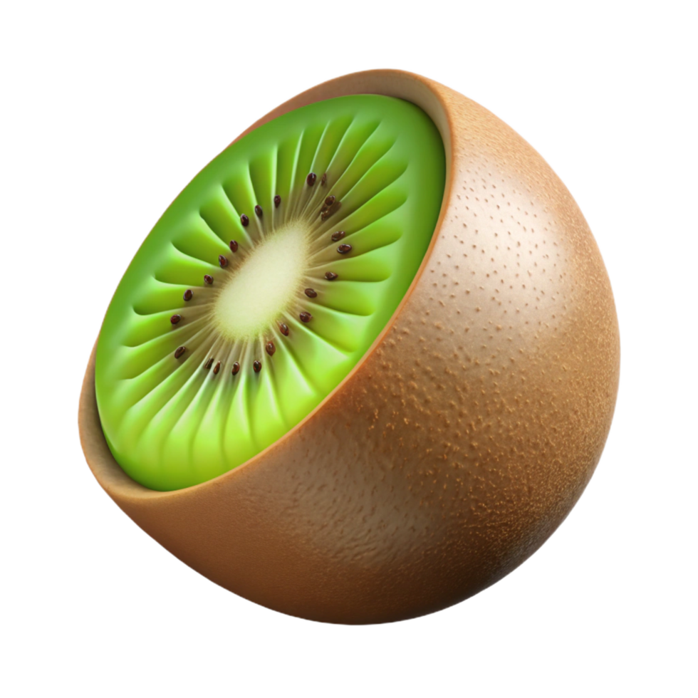 majestic intense coastal A single, ripe kiwi fruit, halved. NO BACKGROUND with Transparent Background. genuine png