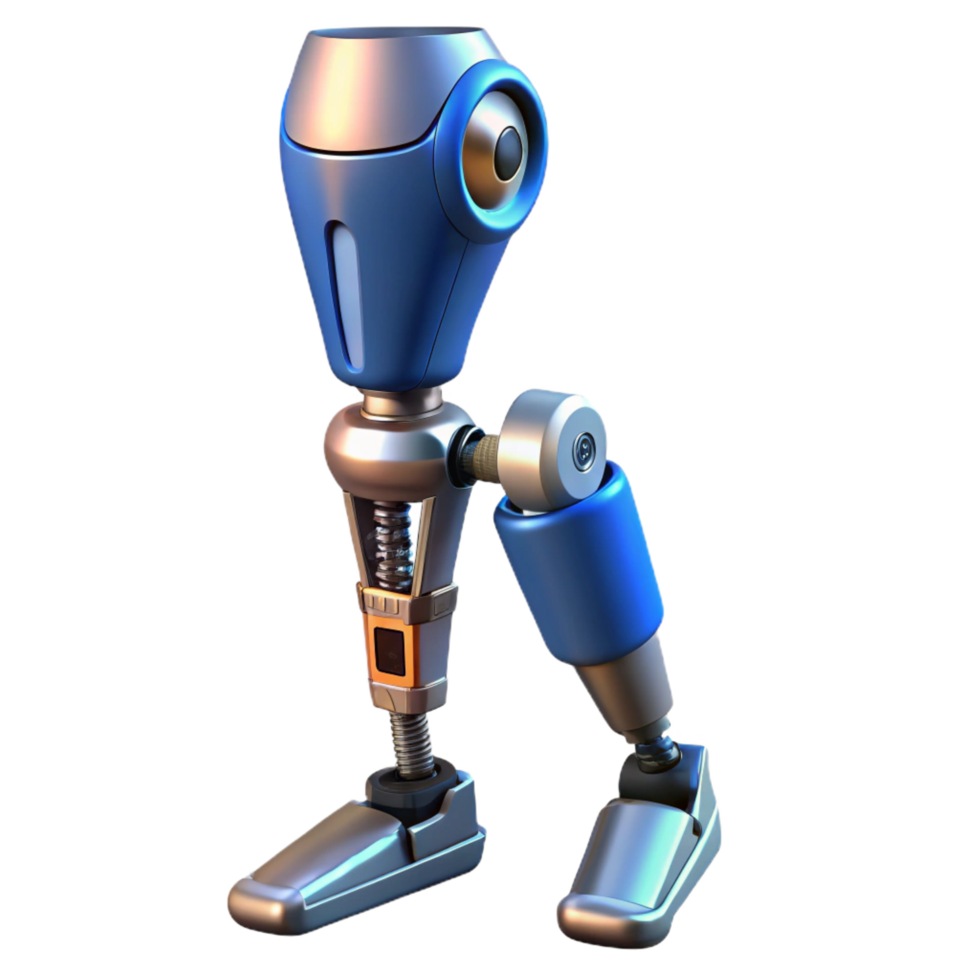 hypnotic notable Advanced robotic prosthetic leg with articulated joints. NO BACKGROUND with Transparent Background. png
