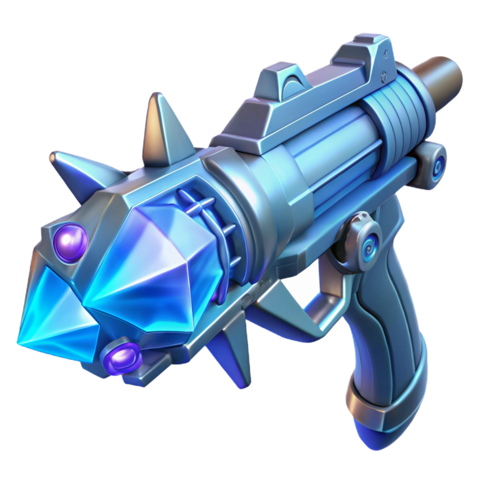 romantic hypnotic Crystal-powered energy weapon with intricate carvings. NO BACKGROUND with Transparent Background. high resolution png