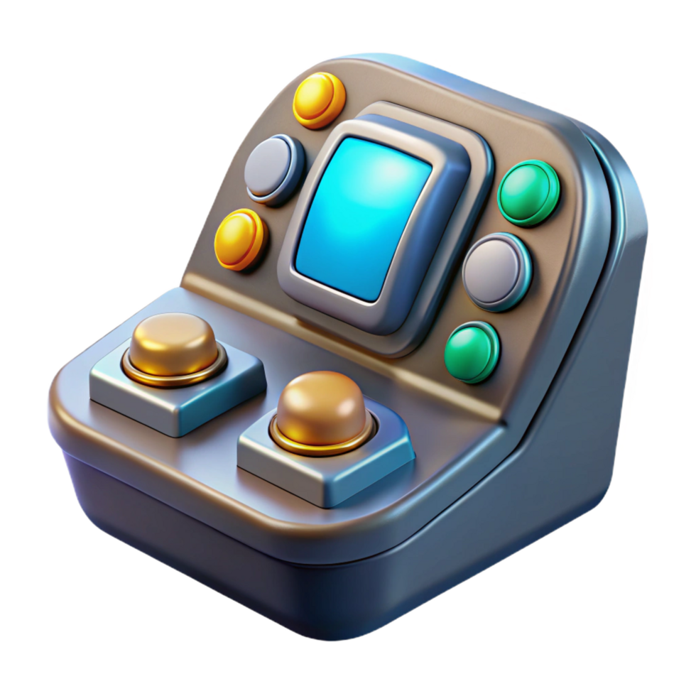 glorious exemplary Stylized spaceship cockpit control panel with illuminated buttons. NO BACKGROUND with Transparent Background. png
