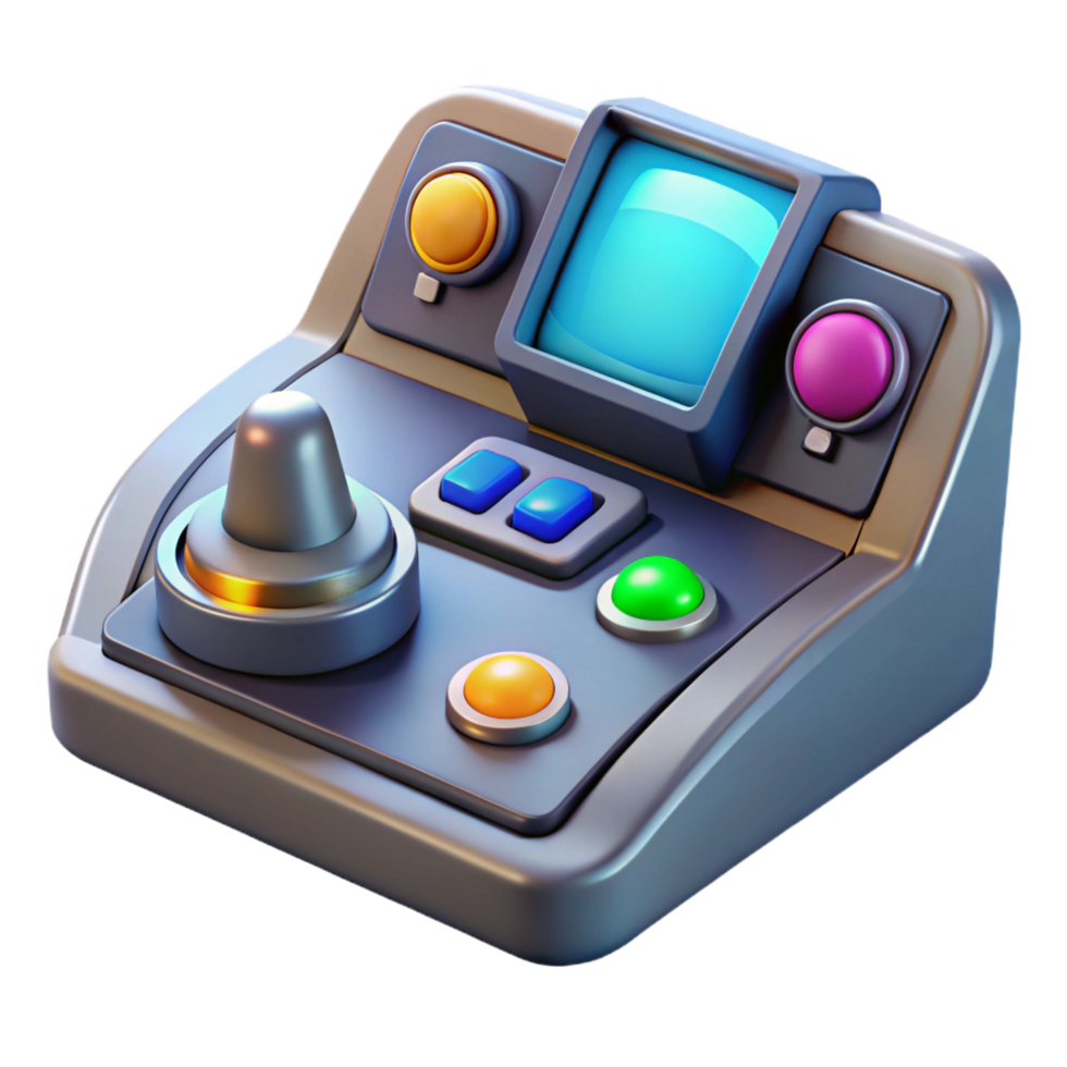 magnificent signature Stylized spaceship cockpit control panel with illuminated buttons. NO BACKGROUND with Transparent Background. png