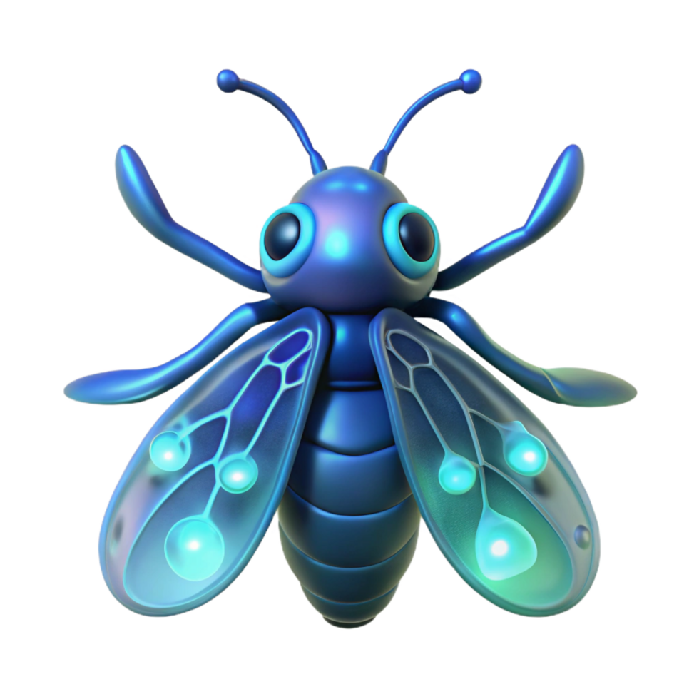 sumptuous intense geometric A single, bioluminescent alien insect. NO BACKGROUND with Transparent Background. crisp png