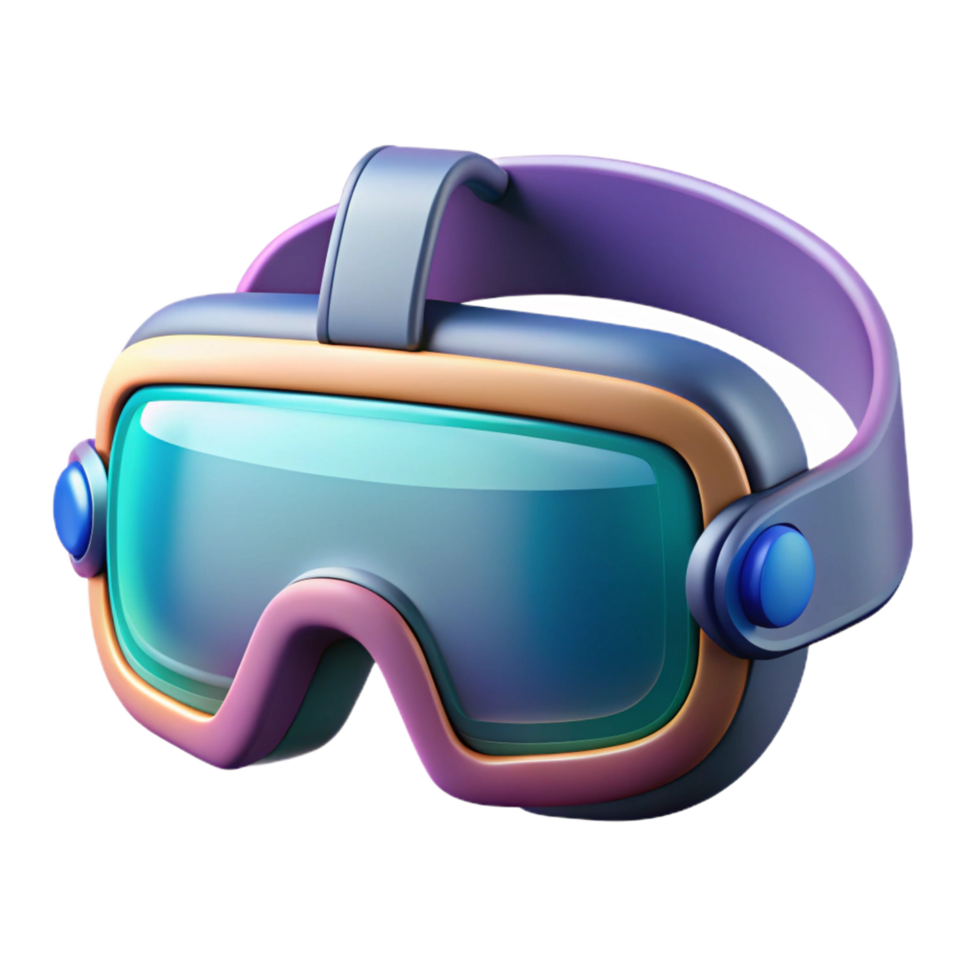 notable geometric A pair of futuristic goggles with augmented reality display. NO BACKGROUND with Transparent Background. museum quality png