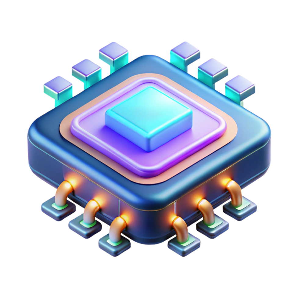 melancholic spectacular A futuristic data chip with glowing circuits. NO BACKGROUND with Transparent Background. high quality png