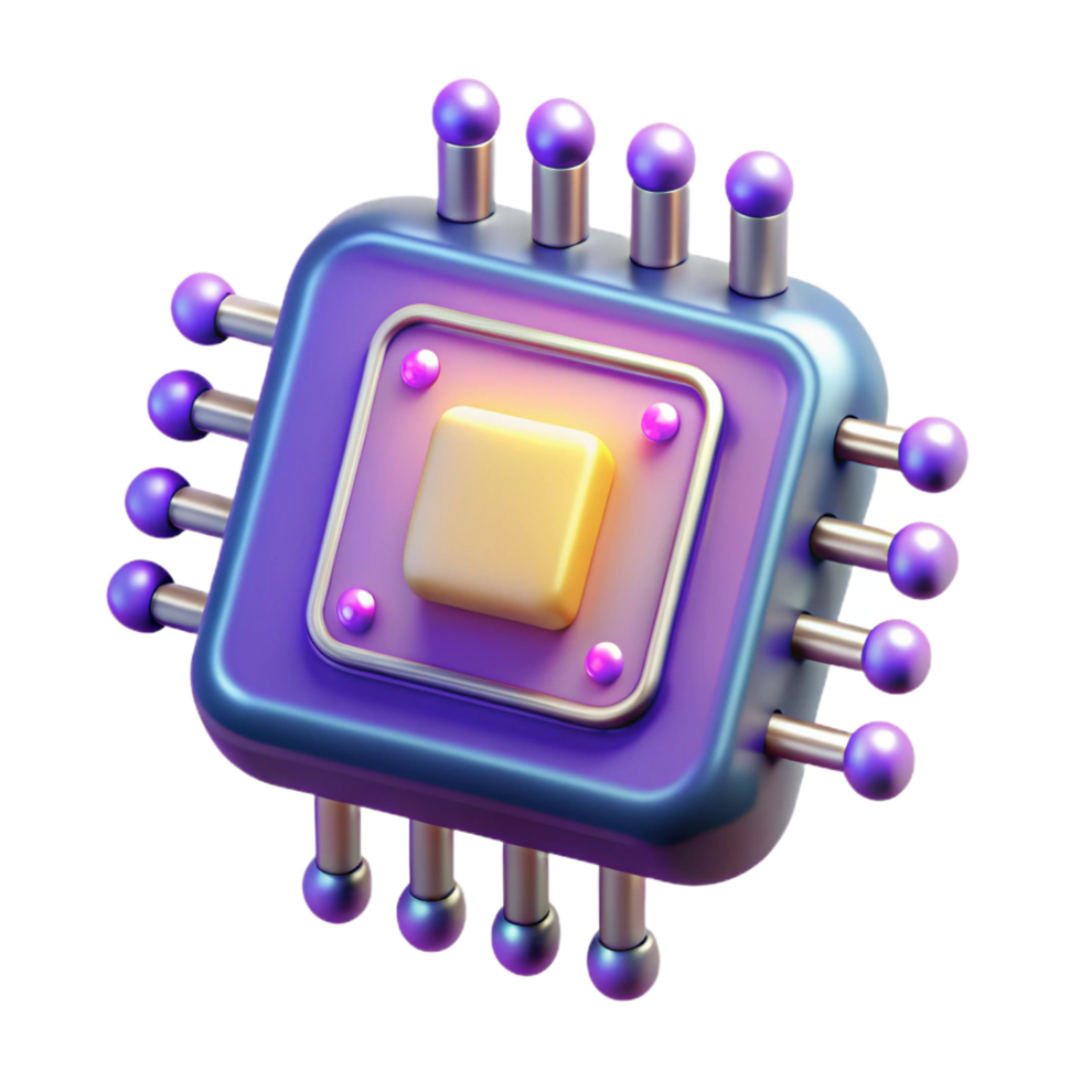 spectacular celebrated A futuristic data chip with glowing circuits. NO BACKGROUND with Transparent Background. png