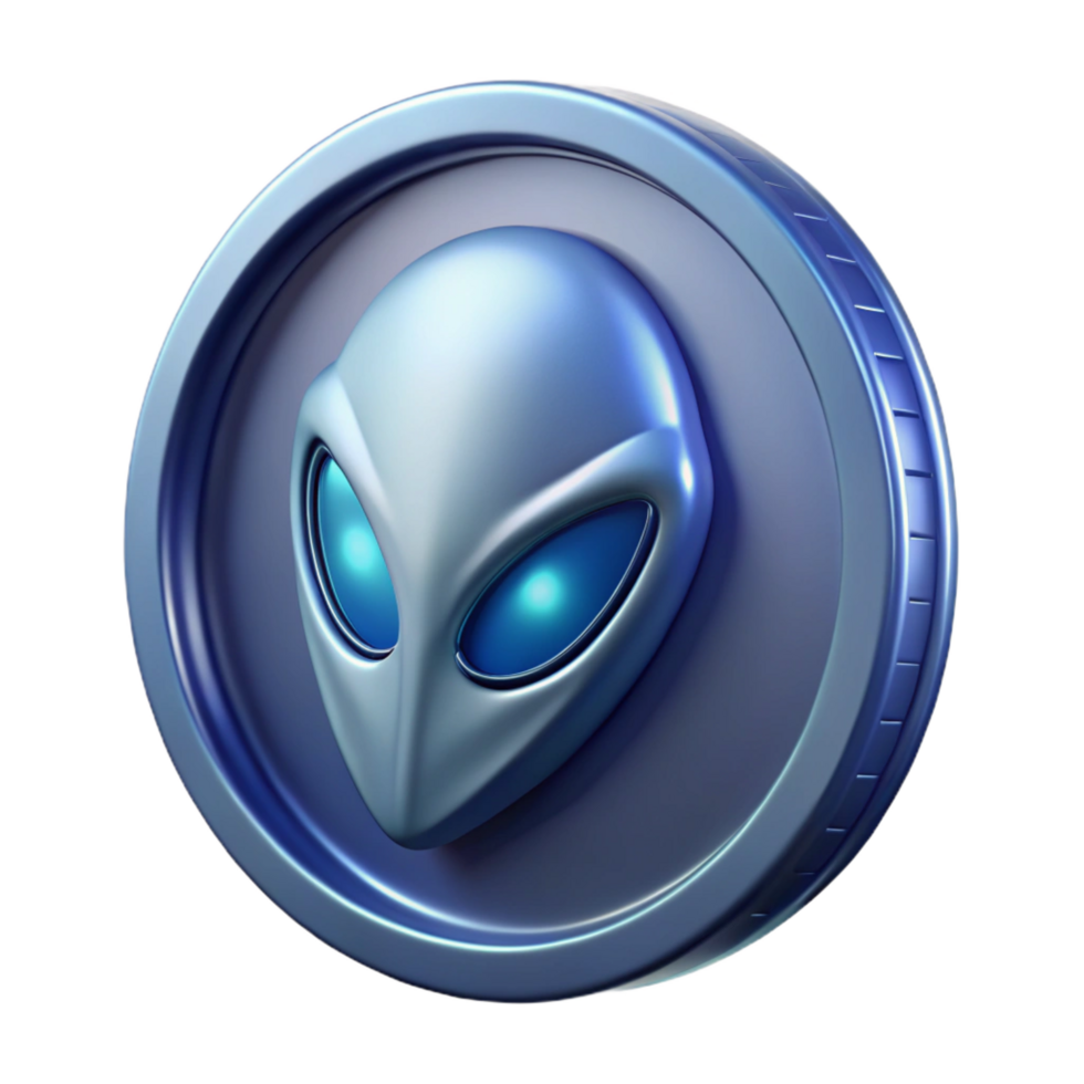 signature renaissance A single, intricately designed alien coin. NO BACKGROUND with Transparent Background. authentic png