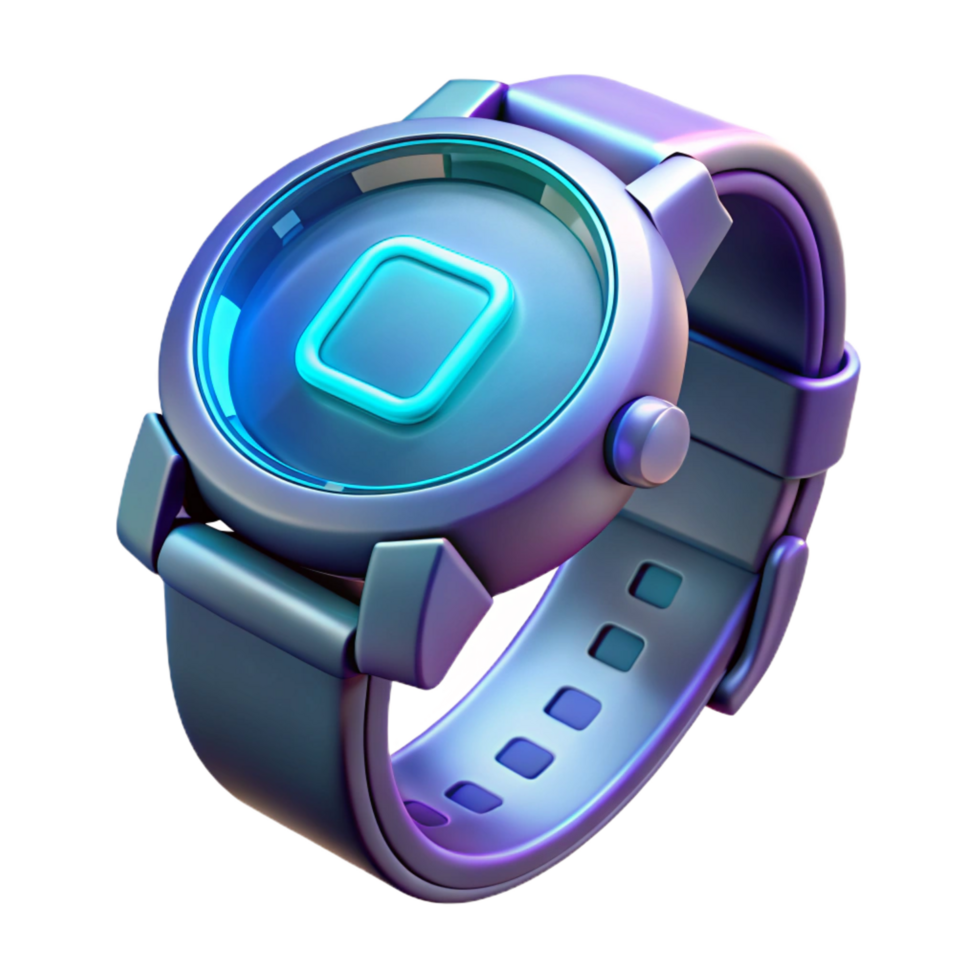 serene signature A futuristic wristwatch with holographic time display. NO BACKGROUND with Transparent Background. png