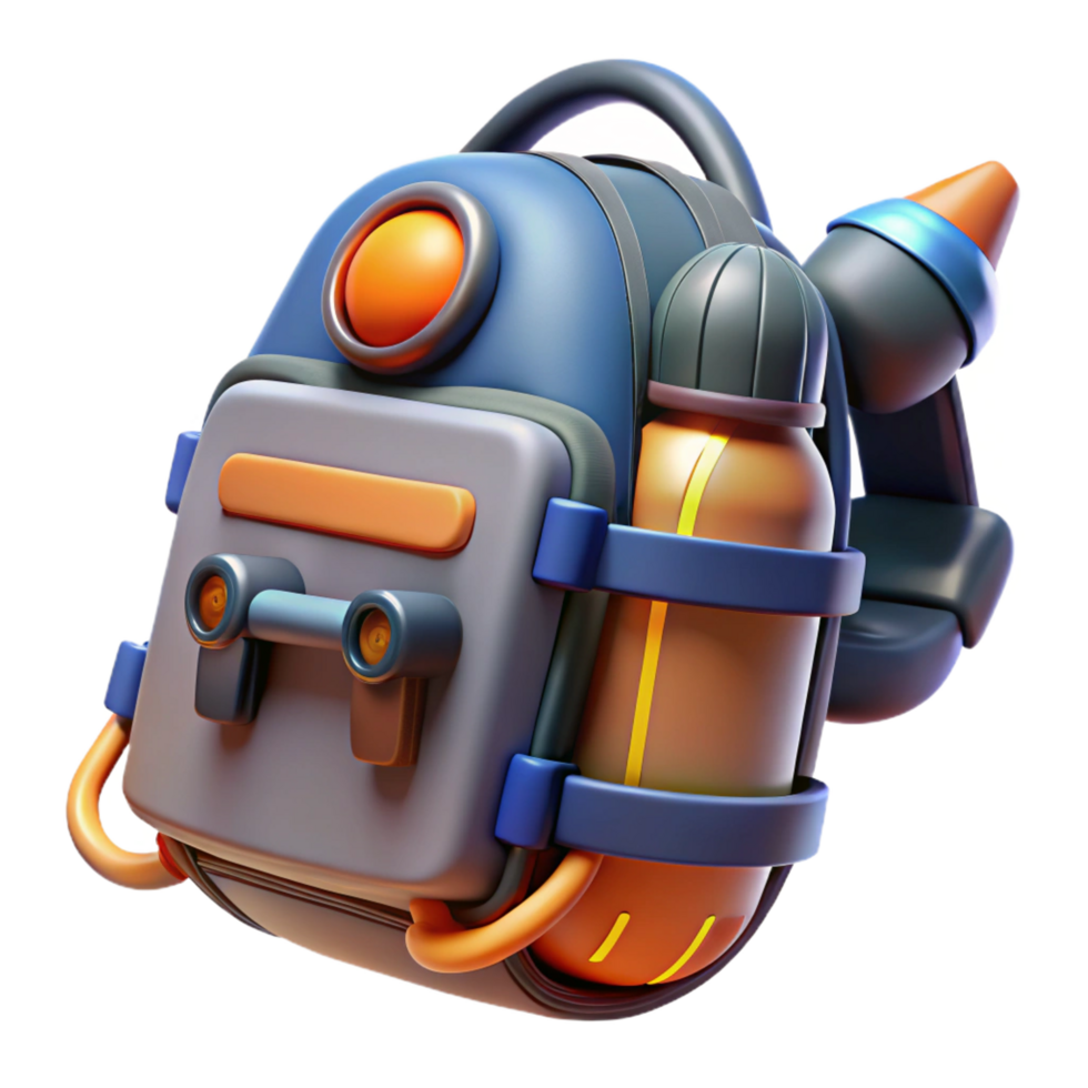 majestic nordic A futuristic backpack with integrated jetpack thrusters. NO BACKGROUND with Transparent Background. premium png