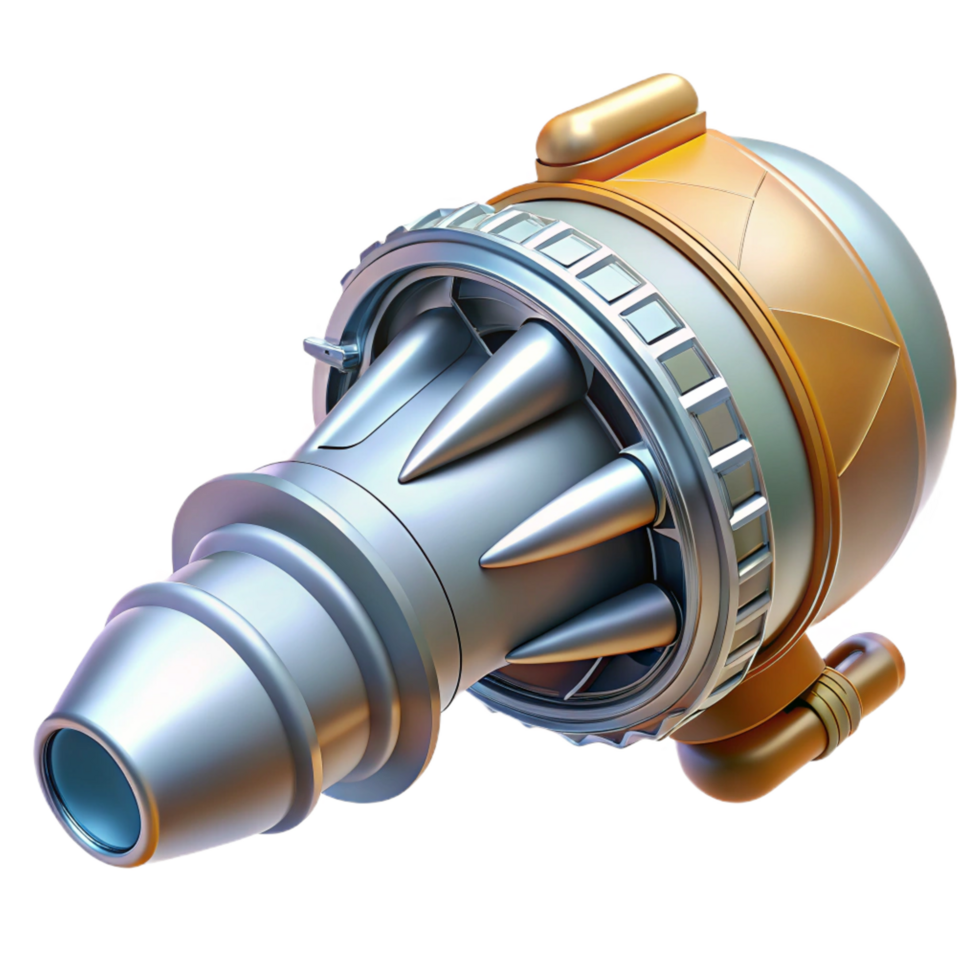 pristine rustic A highly detailed model of a spaceship engine nozzle. NO BACKGROUND with Transparent Background. professional png