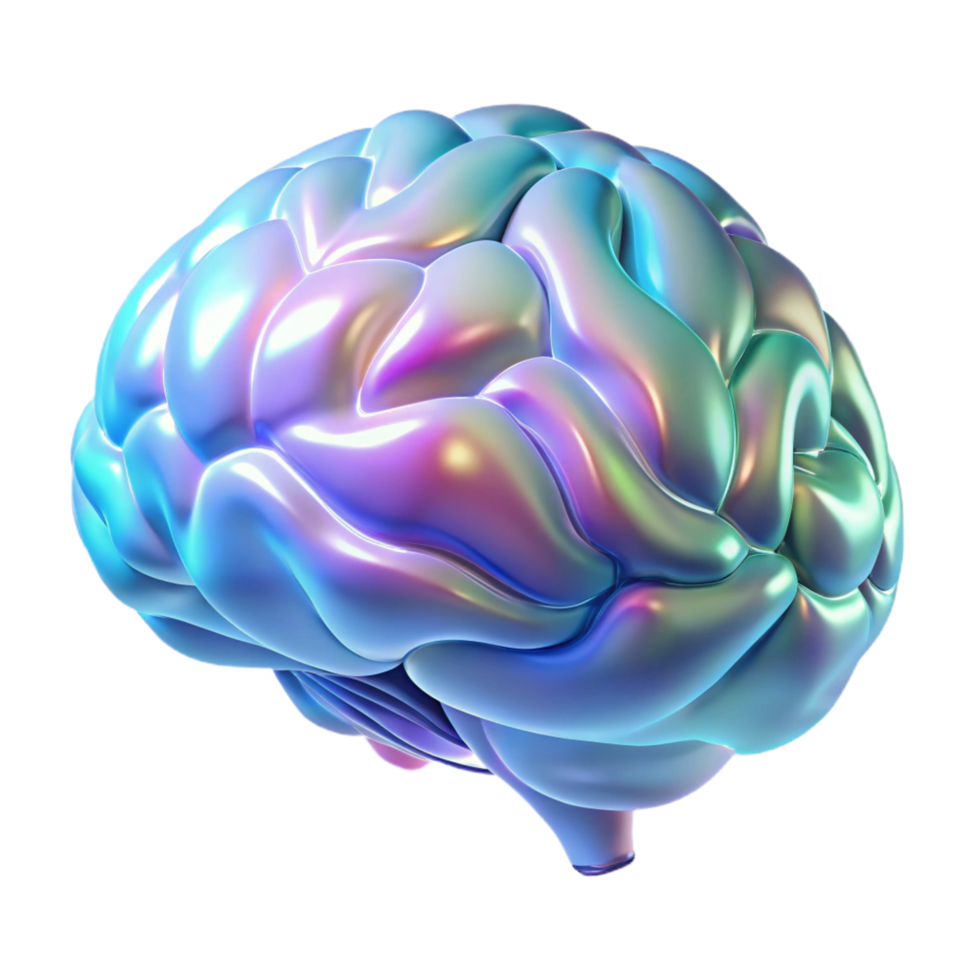vibrant sought-after A holographic projection of a human brain. NO BACKGROUND with Transparent Background. png