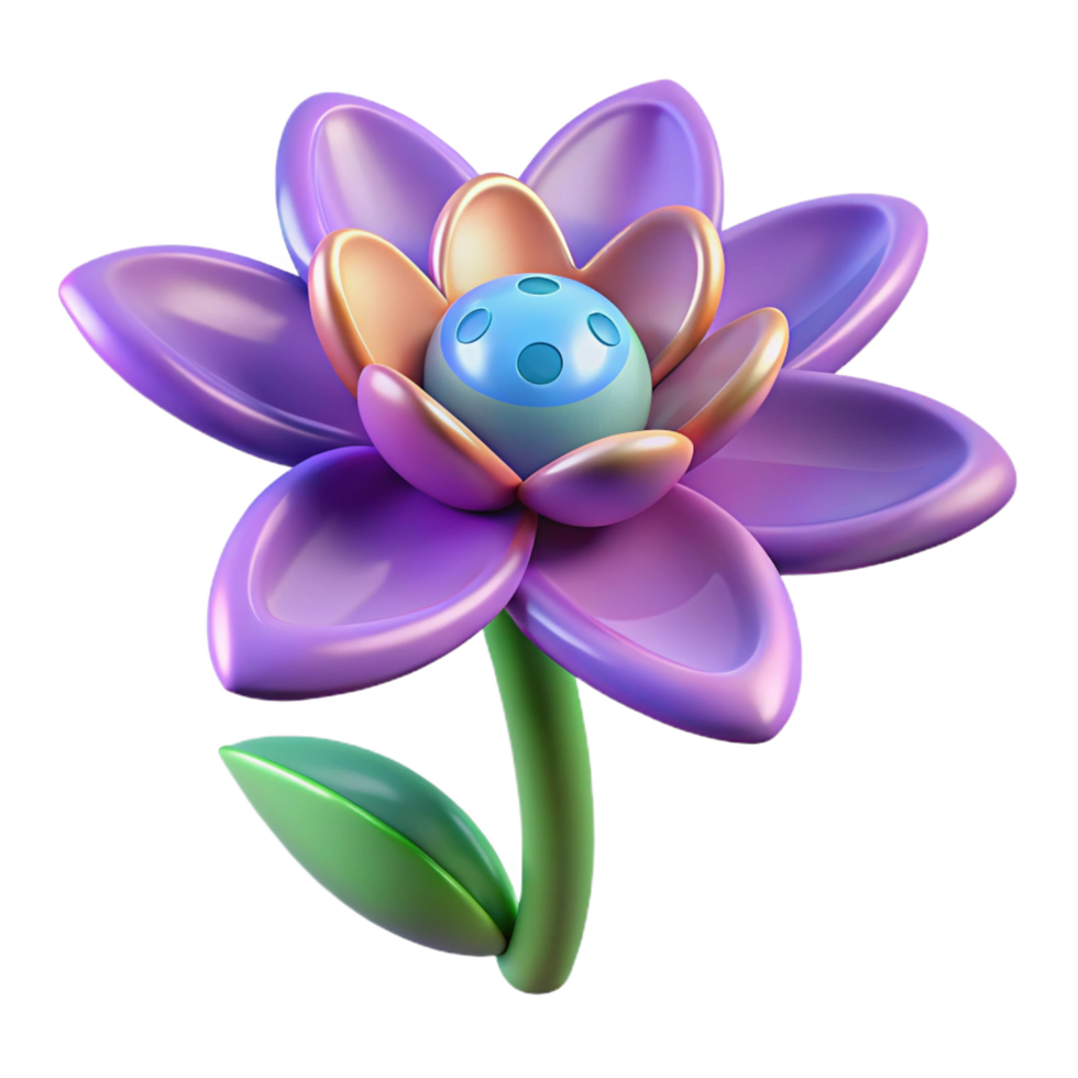 joyful sumptuous A single, genetically modified alien flower. NO BACKGROUND with Transparent Background. 8K png