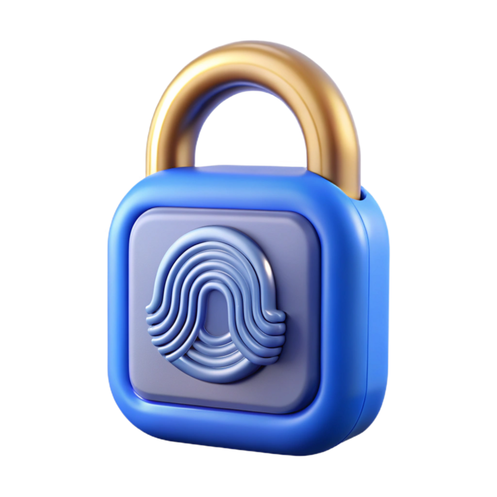 melancholic glorious A high-tech lock with fingerprint scanning technology. NO BACKGROUND with Transparent Background. crisp png