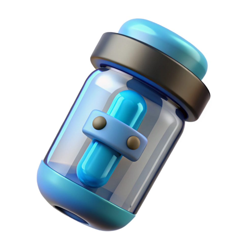 stunning unforgettable A futuristic pill bottle with smart dispensing system. NO BACKGROUND with Transparent Background. png
