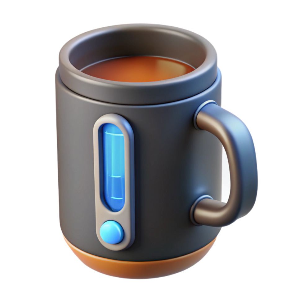 majestic romantic rustic A futuristic coffee mug with temperature control. NO BACKGROUND with Transparent Background. crisp png