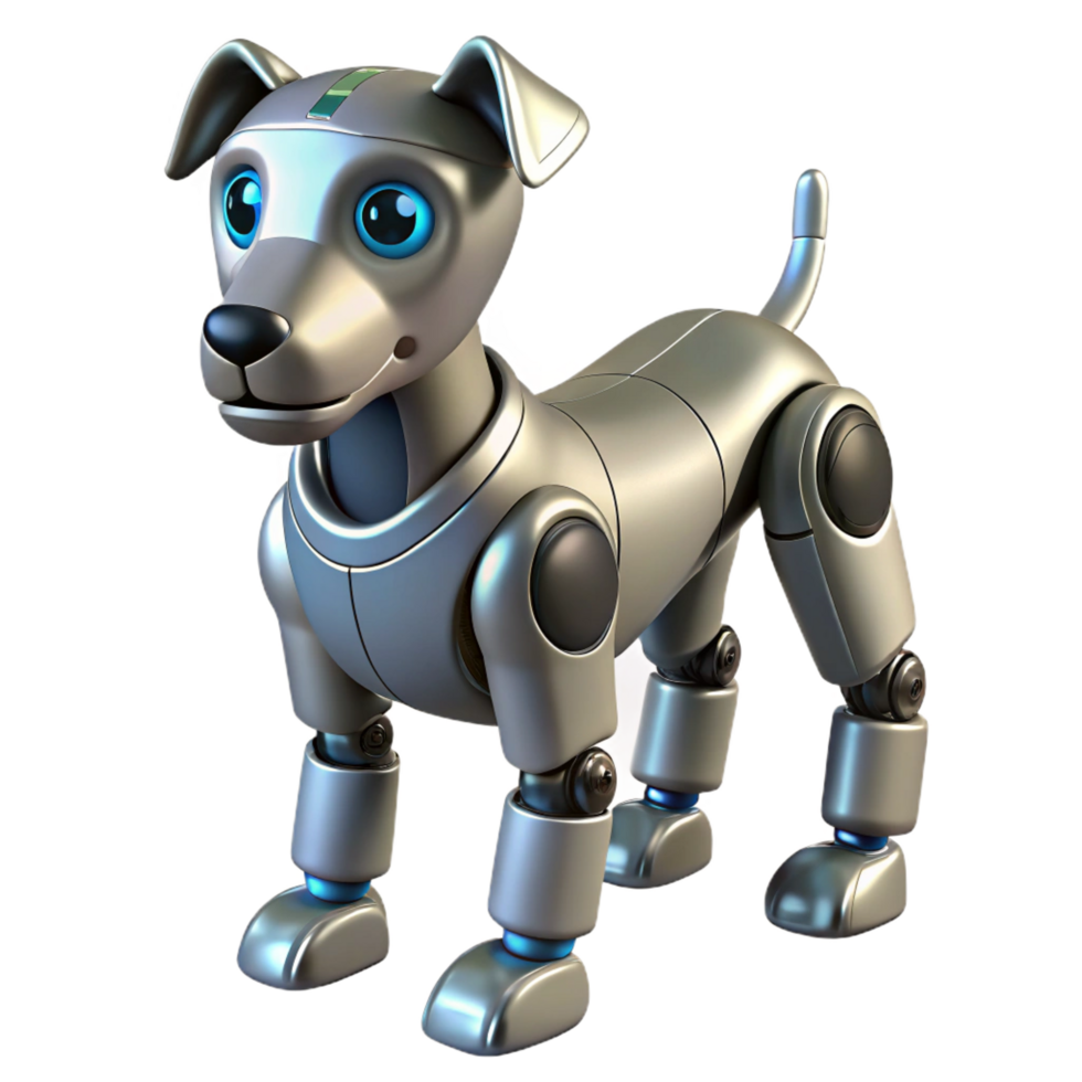 impressive harmonious surreal A robotic dog with advanced AI and mobility. NO BACKGROUND with Transparent Background. flawless png