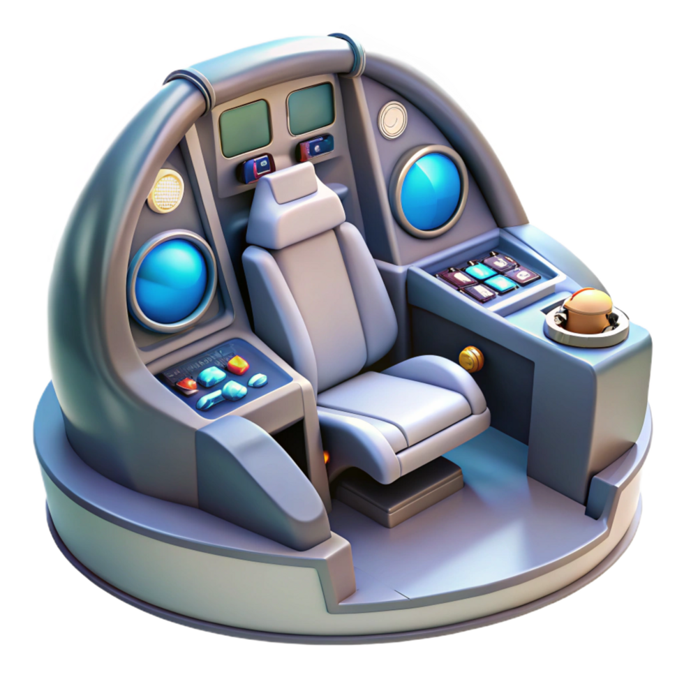 serene quintessential A high-resolution model of a spaceship cockpit. NO BACKGROUND with Transparent Background. png