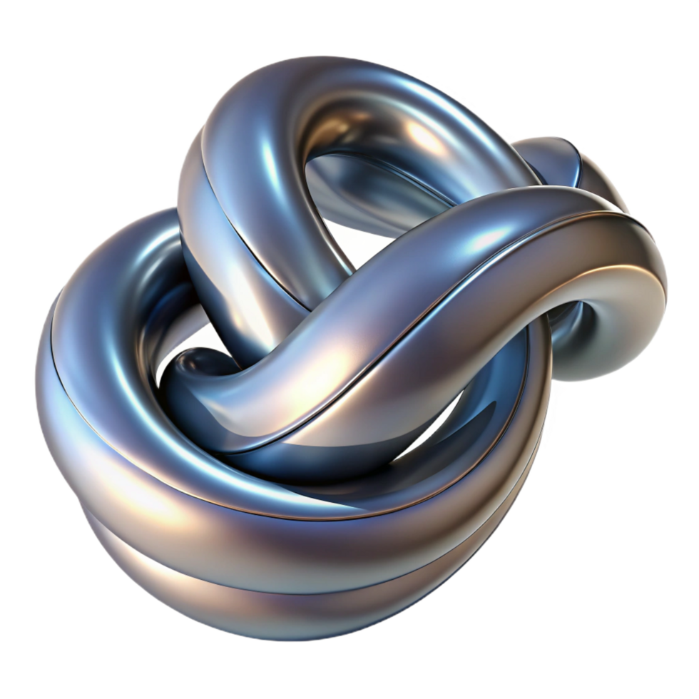 joyful exquisite A twisting, ribbon-like form made of liquid metal. NO BACKGROUND with Transparent Background. impeccable png