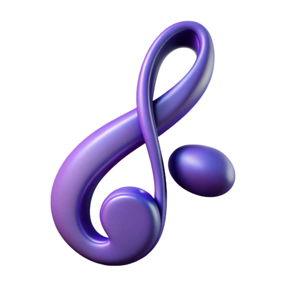 whimsical immaculate A single, stylized musical note with elegant curves. NO BACKGROUND with Transparent Background. refined png