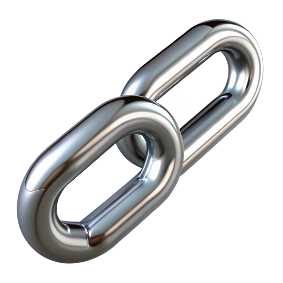 picturesque ethereal artistic A single, shiny metal chain link. NO BACKGROUND with Transparent Background. premium png