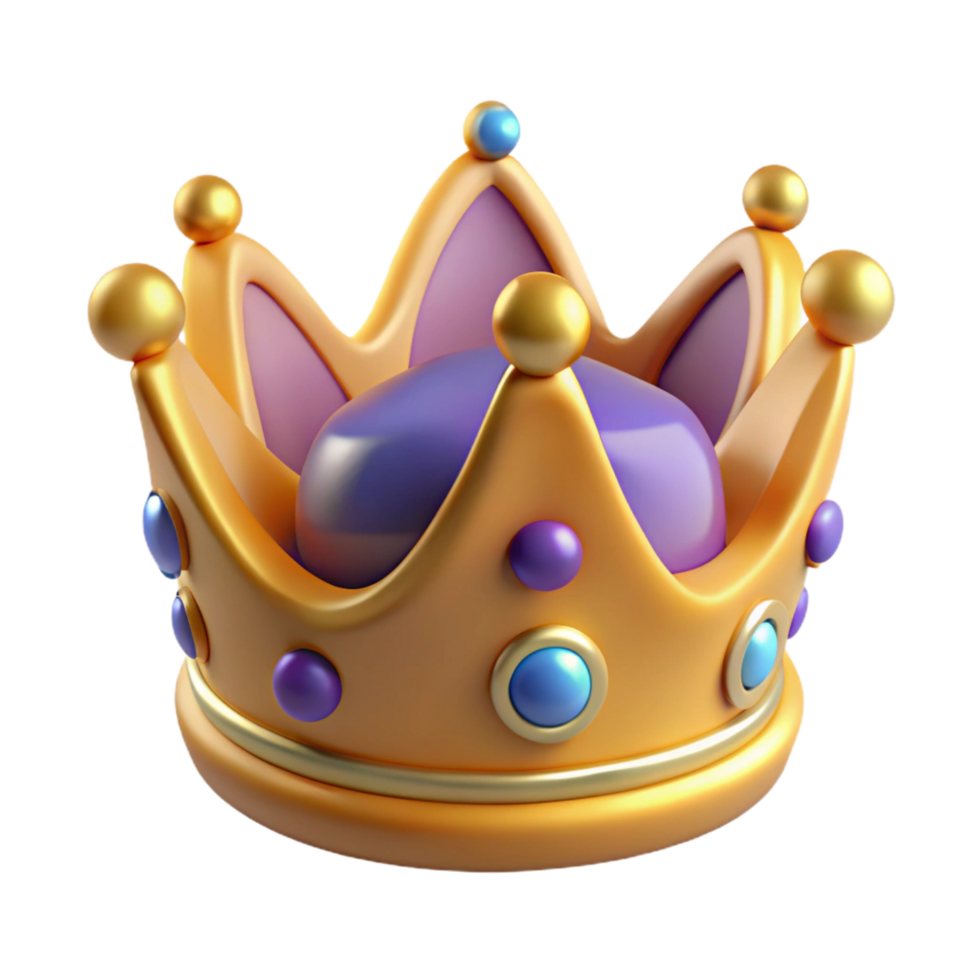 serene iconic A single, stylized crown with jeweled details. NO BACKGROUND with Transparent Background. png