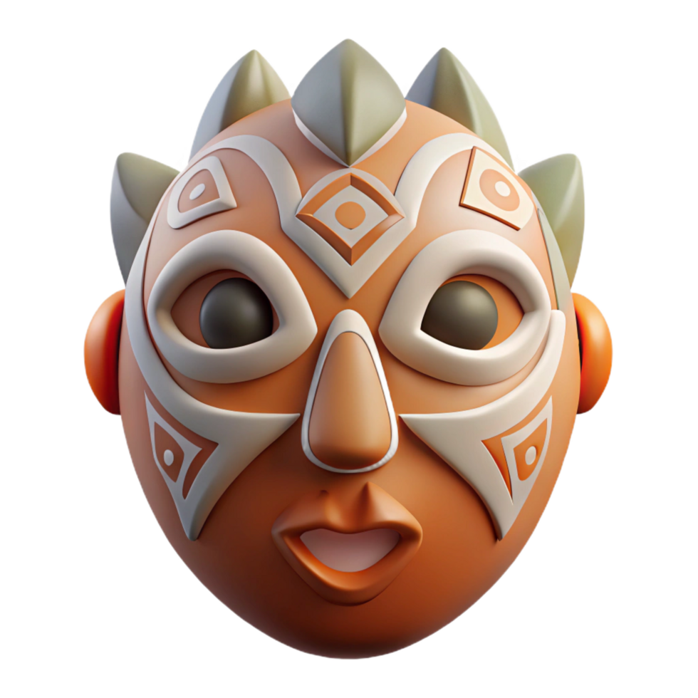 rare renaissance A single, abstract mask with tribal markings. NO BACKGROUND with Transparent Background. handcrafted png