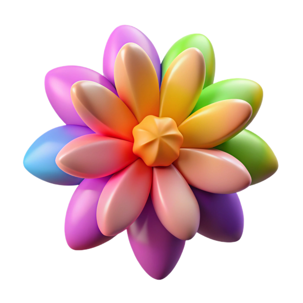striking vintage A single, abstract flower blossom with colorful petals. NO BACKGROUND with Transparent Background. authentic png