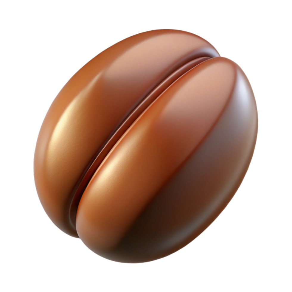 serene unparalleled A single, stylized coffee bean with a glossy finish. NO BACKGROUND with Transparent Background. png