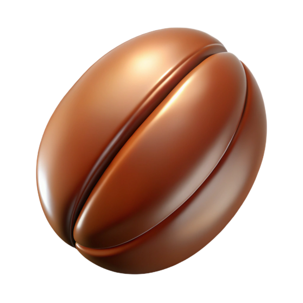 stunning sought-after A single, stylized coffee bean with a glossy finish. NO BACKGROUND with Transparent Background. png