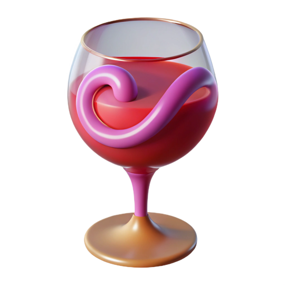 stunning passionate tropical A single, stylized wine glass with a swirling liquid inside. NO BACKGROUND with Transparent Background. expertly shot png