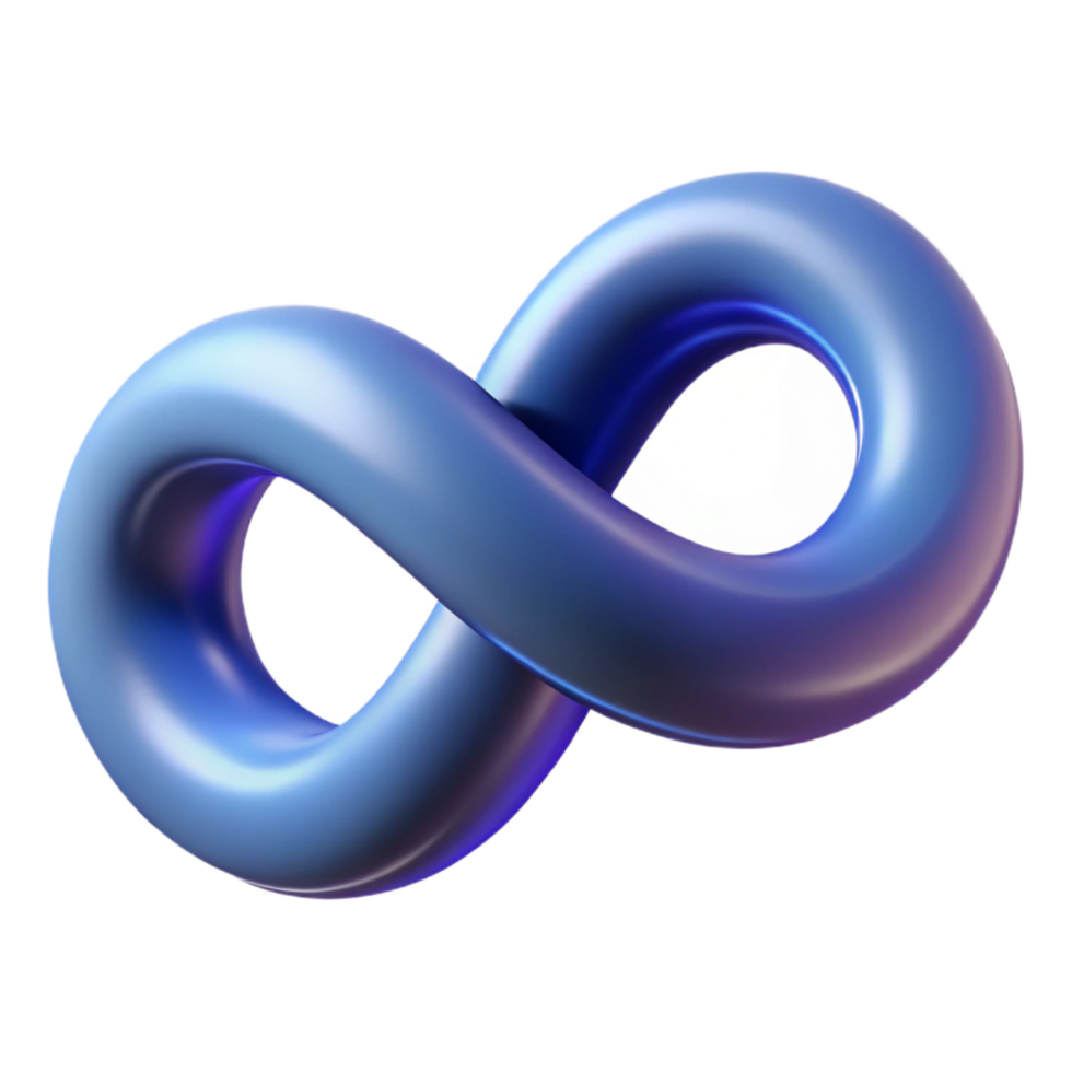 quintessential surreal A single, abstract shape representing infinity. NO BACKGROUND with Transparent Background. museum quality png