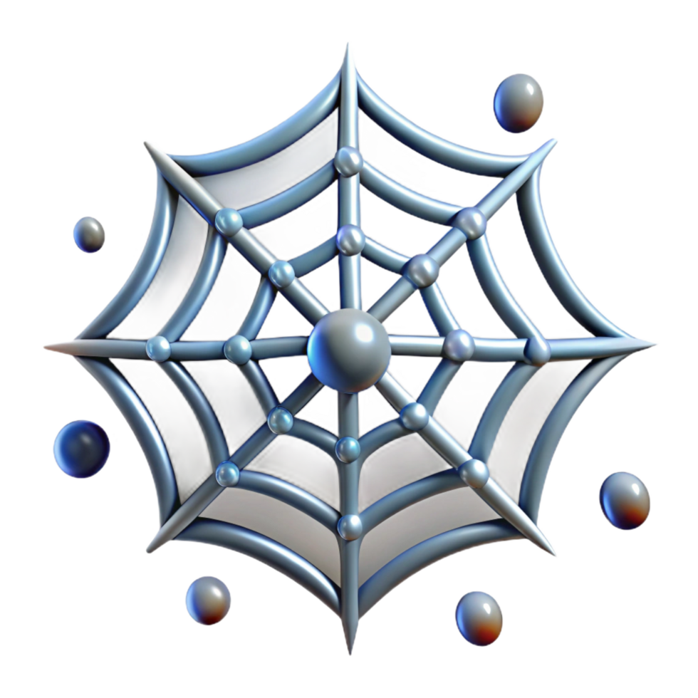 reflective wonderful A single, detailed spiderweb with glistening droplets. NO BACKGROUND with Transparent Background. flawless png