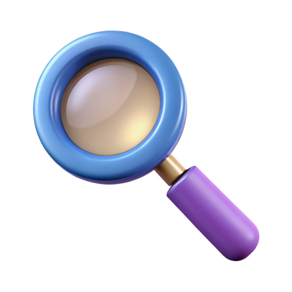 vibrant energetic urban A single, stylized magnifying glass with a distorted lens. NO BACKGROUND with Transparent Background. exclusive png