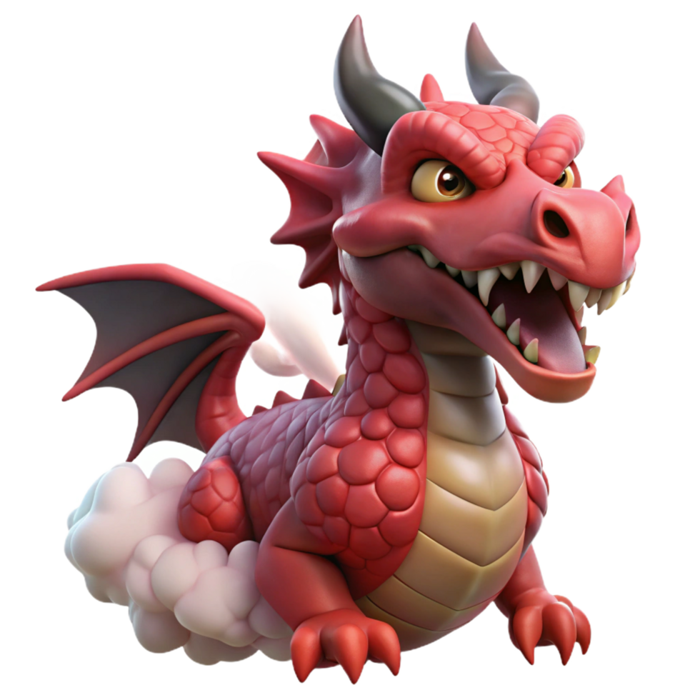standout elegant A fearsome dragon with crimson scales and smoke billowing from its nostrils. NO BACKGROUND with Transparent Background. crisp png