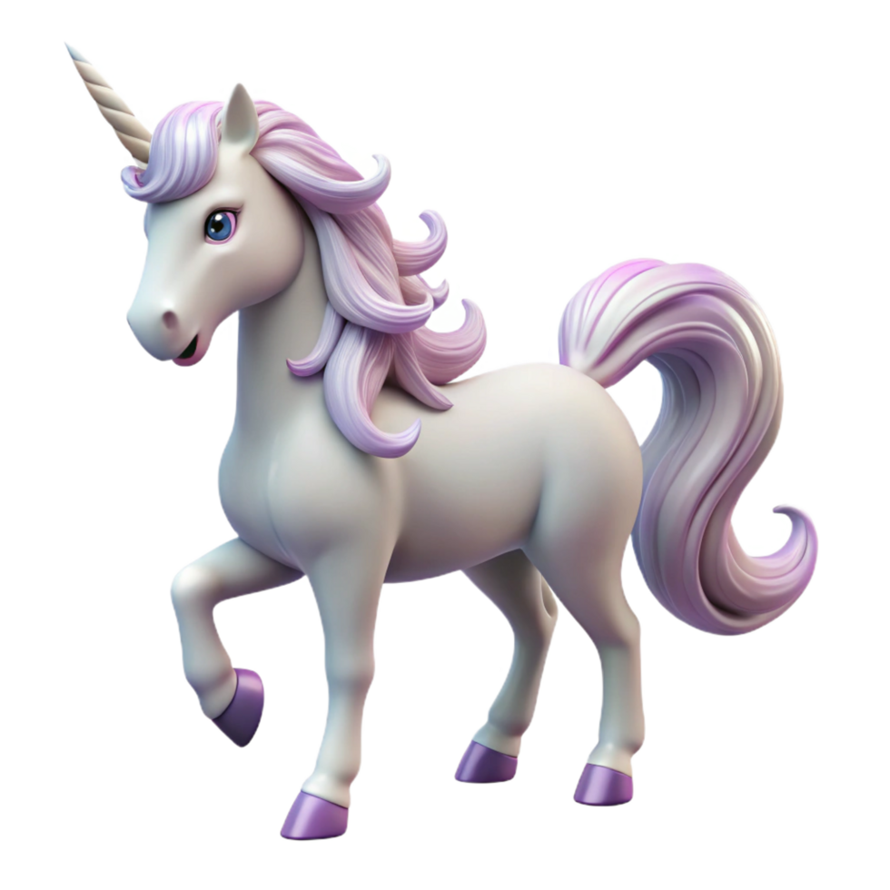 peaceful mesmerizing A mystical unicorn with a spiraling horn and a flowing white mane. NO BACKGROUND with Transparent Background. gallery standard png