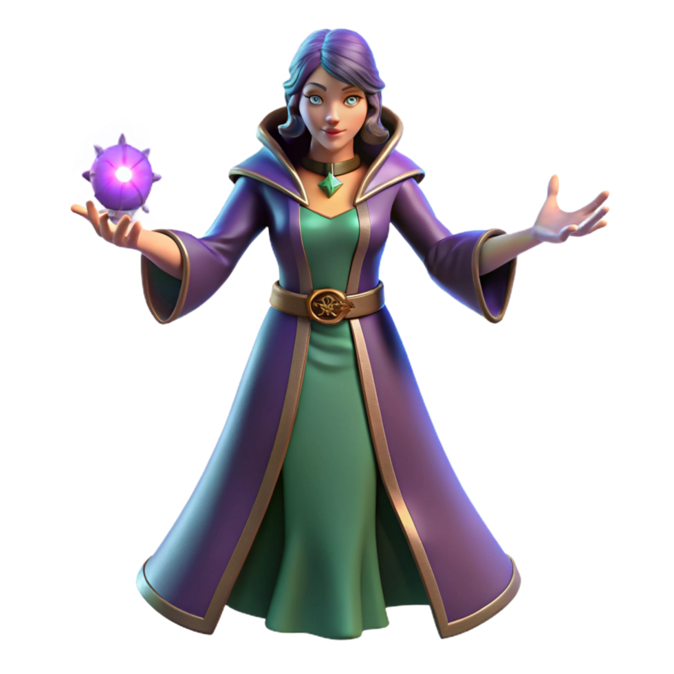quintessential rustic A powerful sorceress with hands outstretched, casting a spell. NO BACKGROUND with Transparent Background. precision png